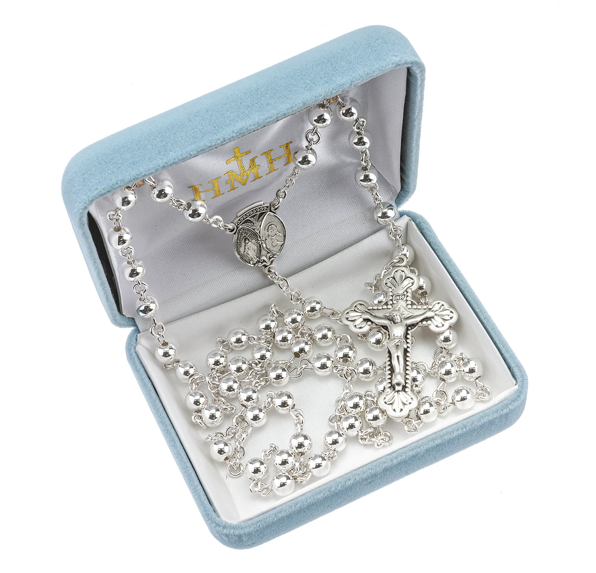 7mm High Polished Sterling Silver Rosary | .925 Silver