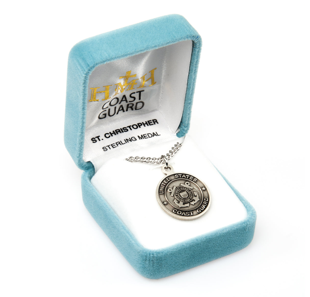 Sterling Silver Coast Guard Medal with St. Christopher on Reverse Side Necklace | .925 Silver
