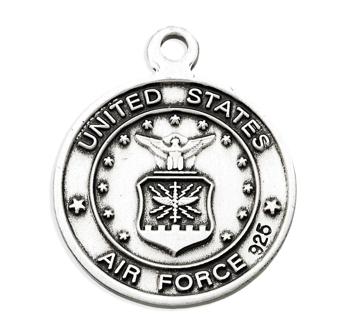Sterling Silver Air Force Medal with St. Michael on Reverse Side Necklace | .925 Silver