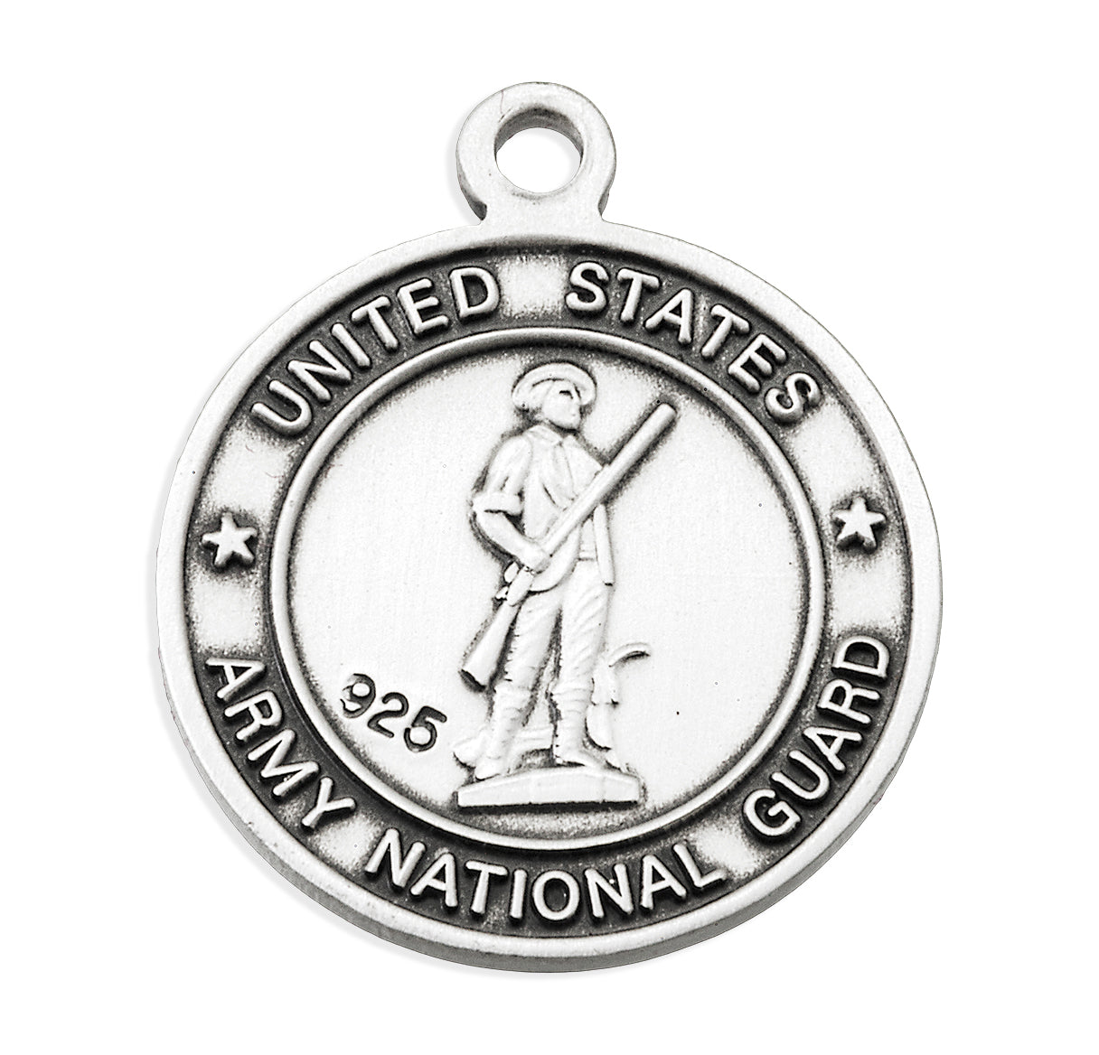 Sterling Silver Army National Guard Medal with St. Michael on Reverse Side Necklace | .925 Silver