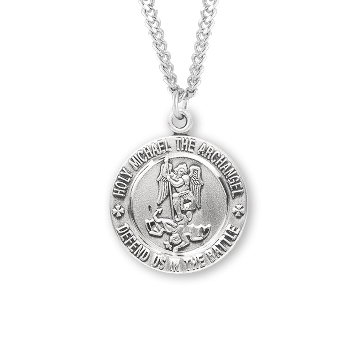 Saint Michael Sterling Silver EMT Medal Pendant with Chain | .925 Silver