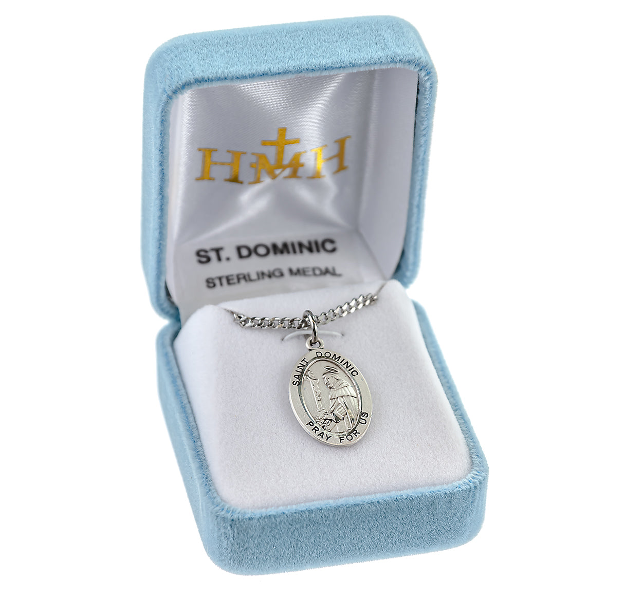 Patron Saint Dominic Oval Sterling Silver Medal Pendant with Chain | .925 Silver