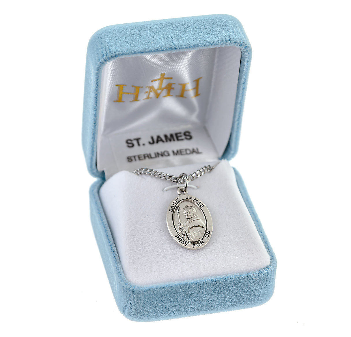 Patron Saint James Oval Sterling Silver Medal Pendant with Chain | .925 Silver
