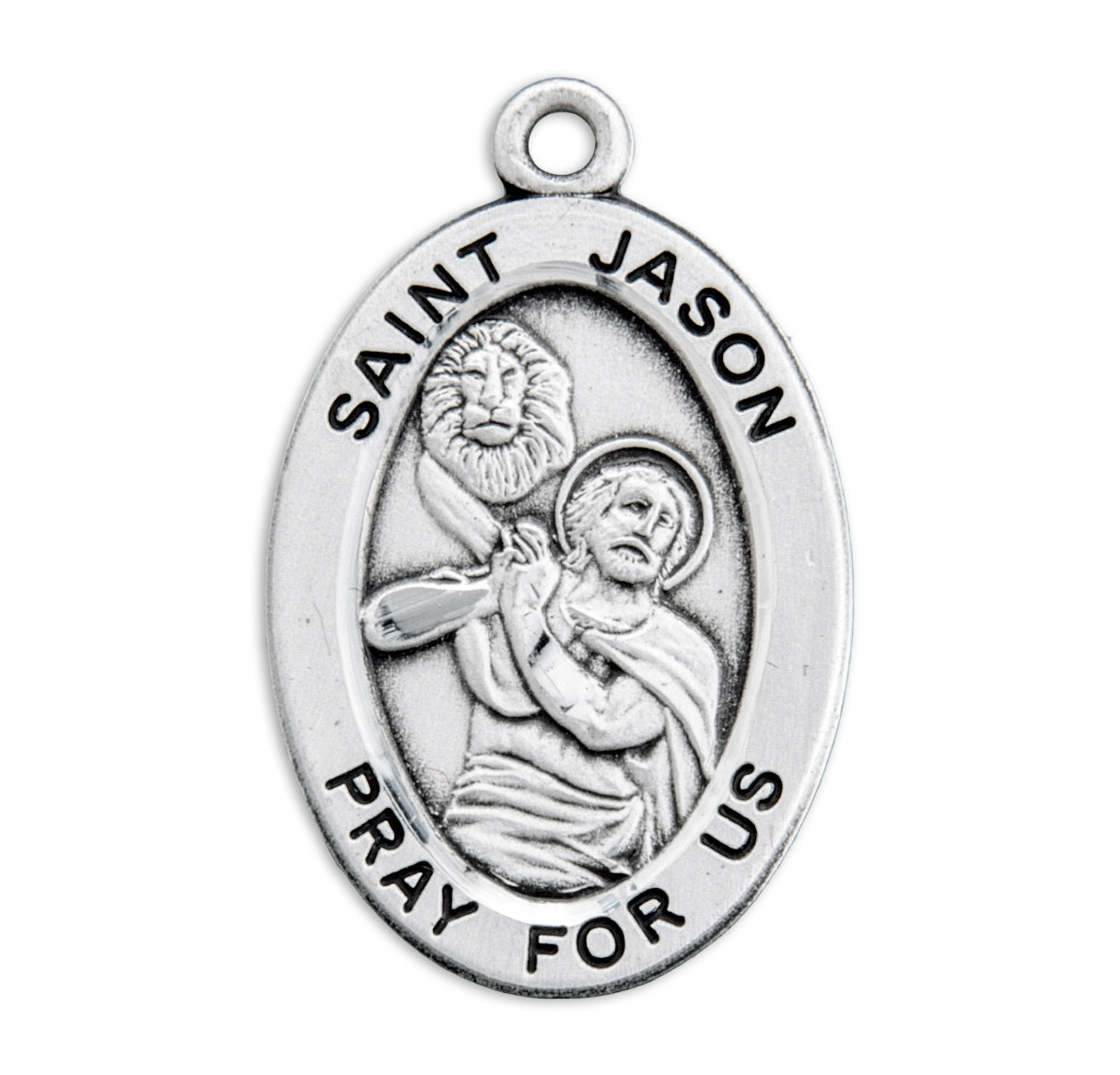 Patron Saint Jason Oval Sterling Silver Medal Pendant with Chain | .925 Silver
