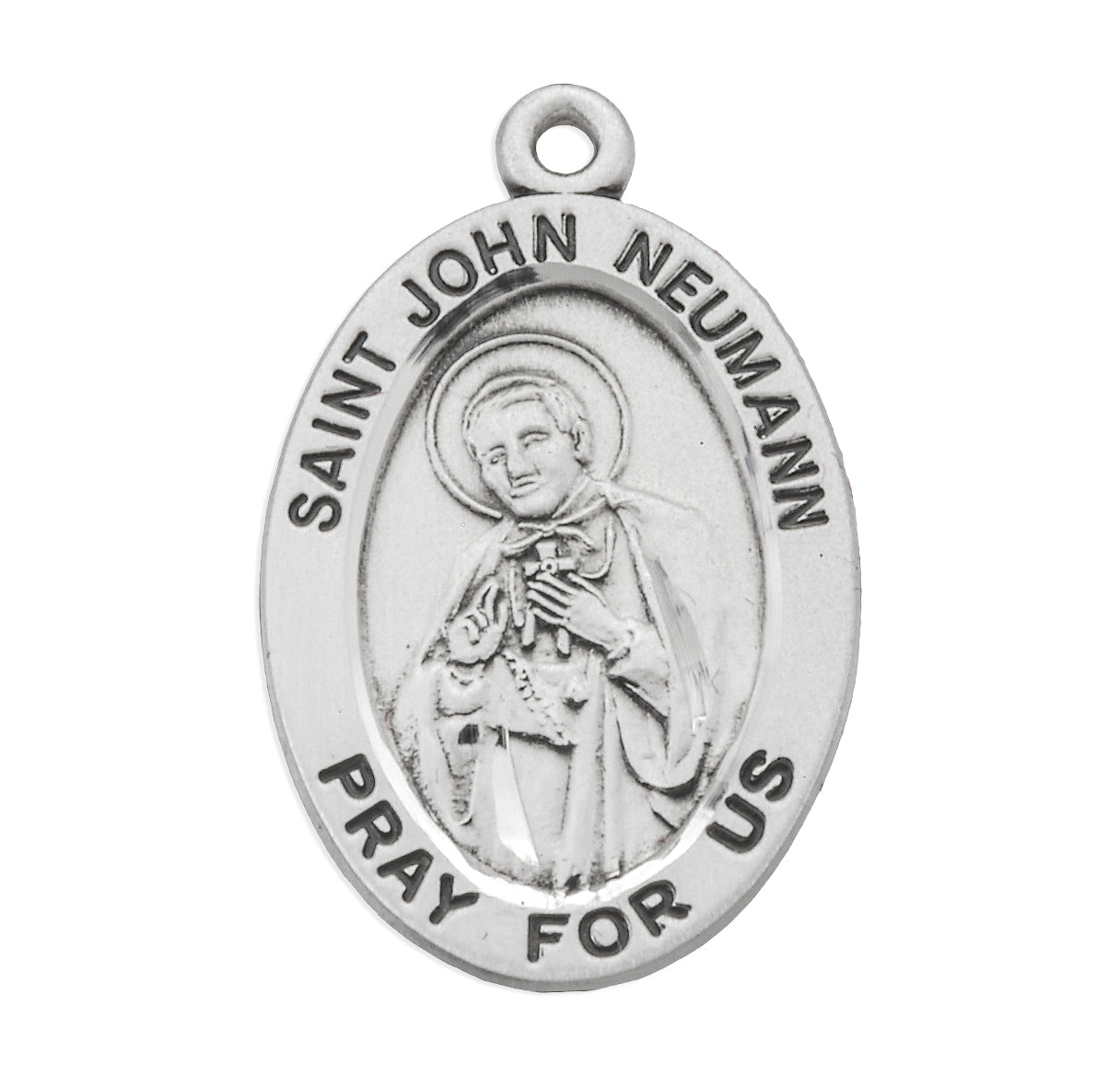 Patron Saint John Neumann Oval Sterling Silver Medal Pendant with Chain | .925 Silver