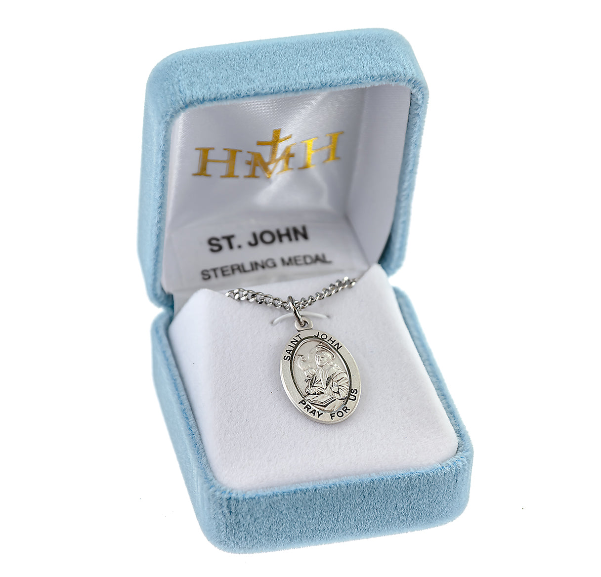 Patron Saint John the Evangelist Oval Sterling Silver Medal Pendant with Chain | .925 Silver