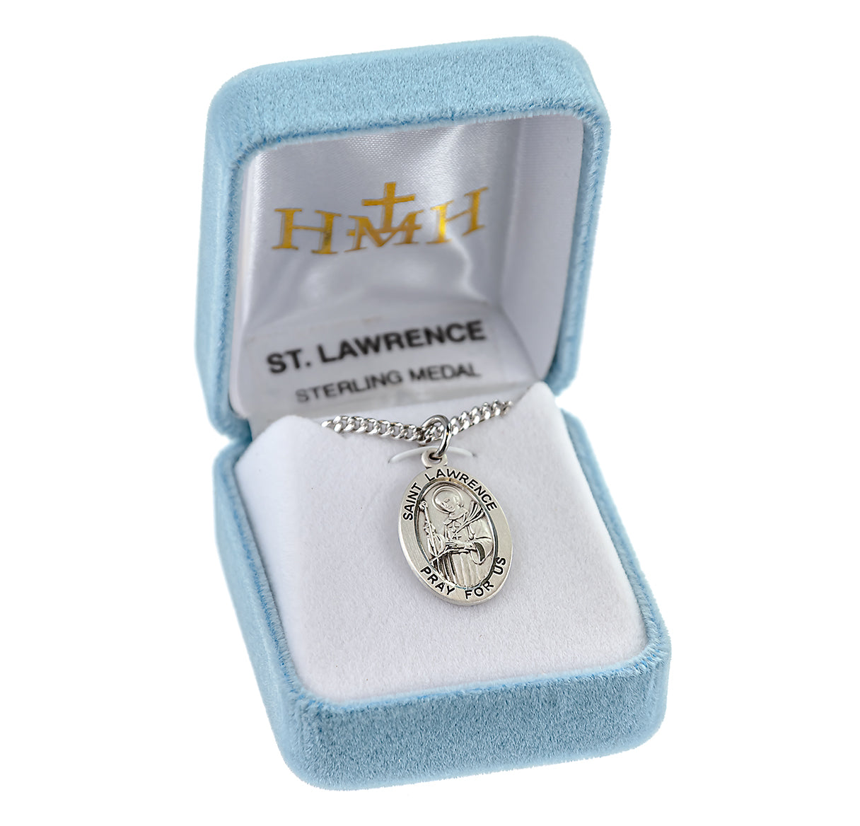 Patron Saint Lawrence Oval Sterling Silver Medal Pendant with Chain | .925 Silver