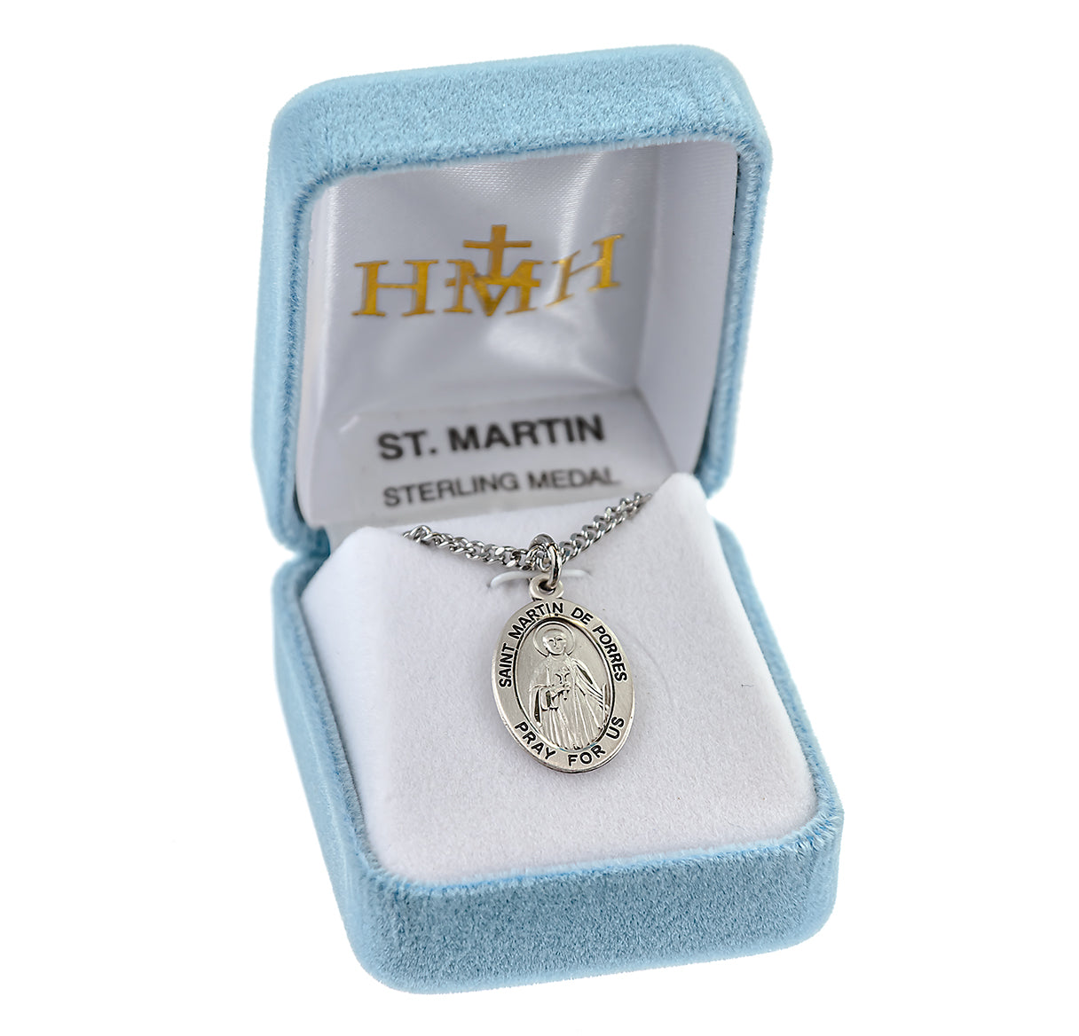 Patron Saint Martin De Porres Oval Sterling Silver Medal Pendant with Chain | .925 Silver