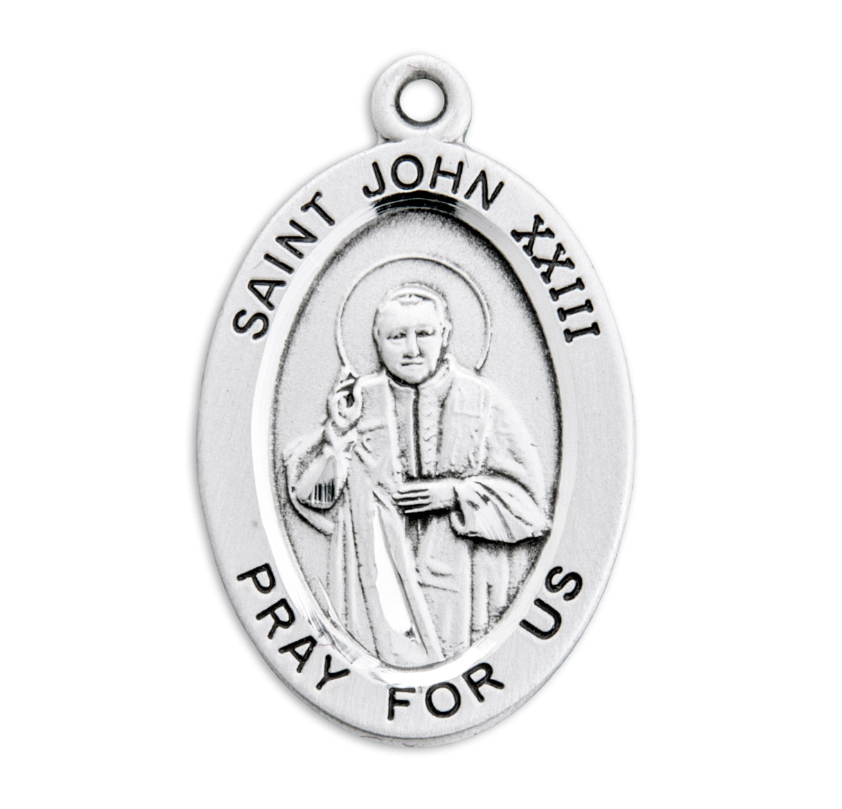 Saint John XXIII Oval Sterling Silver Medal Pendant with Chain | .925 Silver