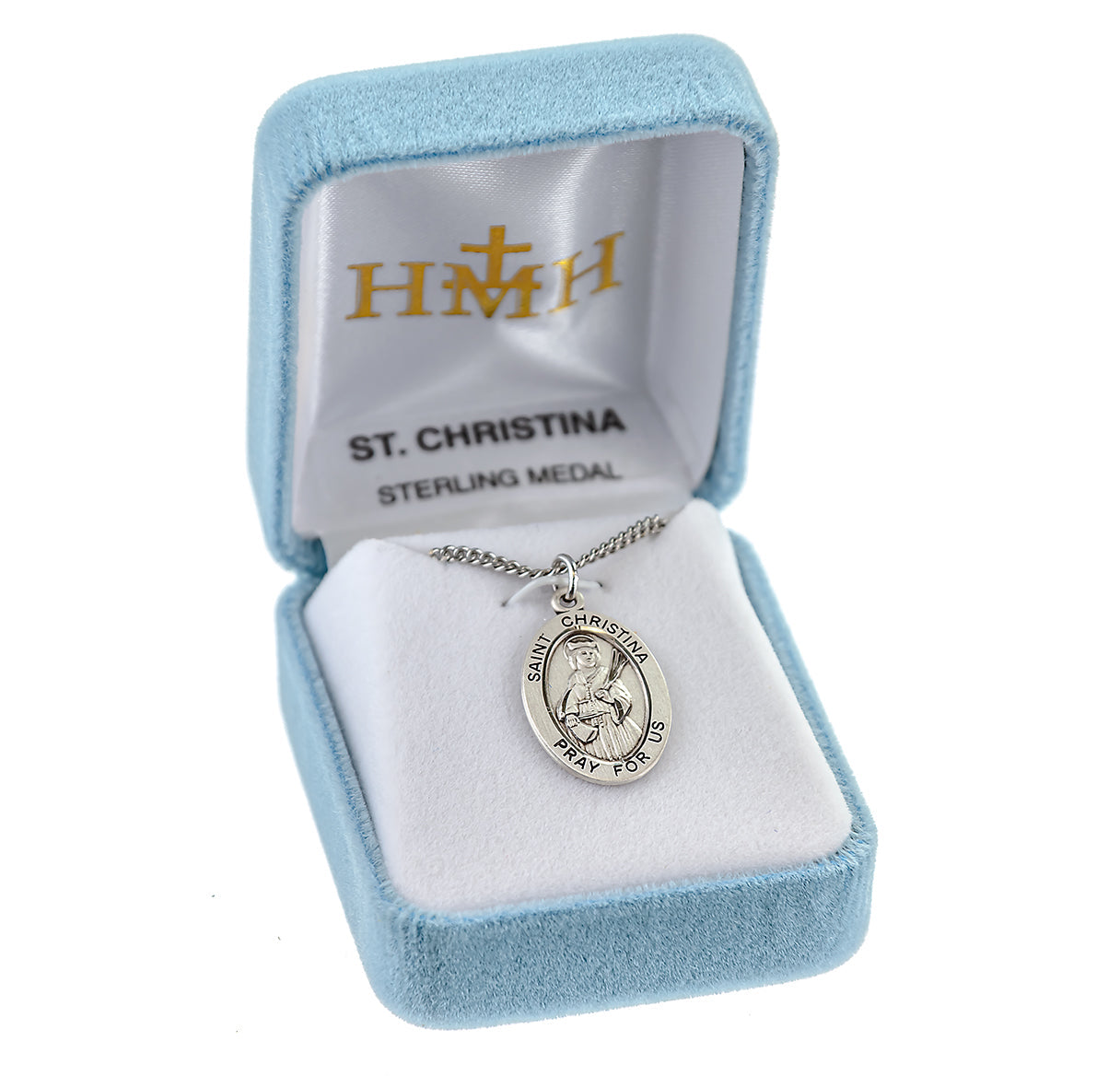 Patron Saint Christina Oval Sterling Silver Medal Pendant with Chain | .925 Silver