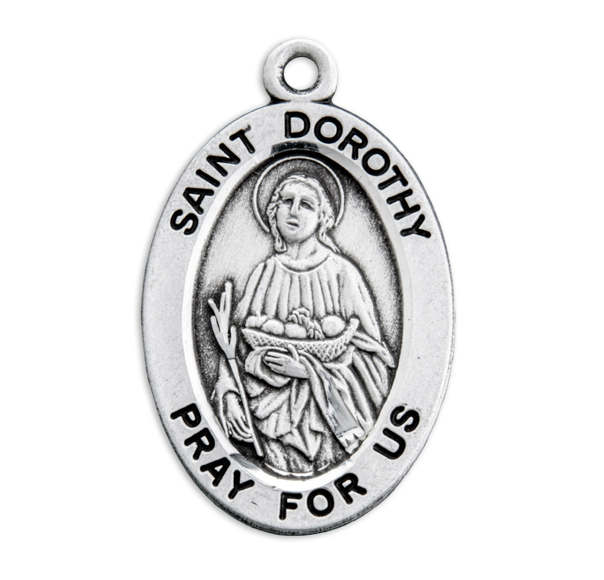 Patron Saint Dorothy Oval Sterling Silver Medal Pendant with Chain | .925 Silver