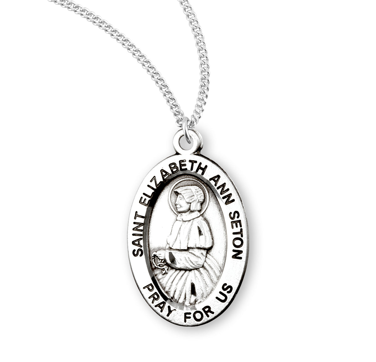 Sterling Silver St. Elizabeth Ann Seton Medal Necklace | .925 Silver