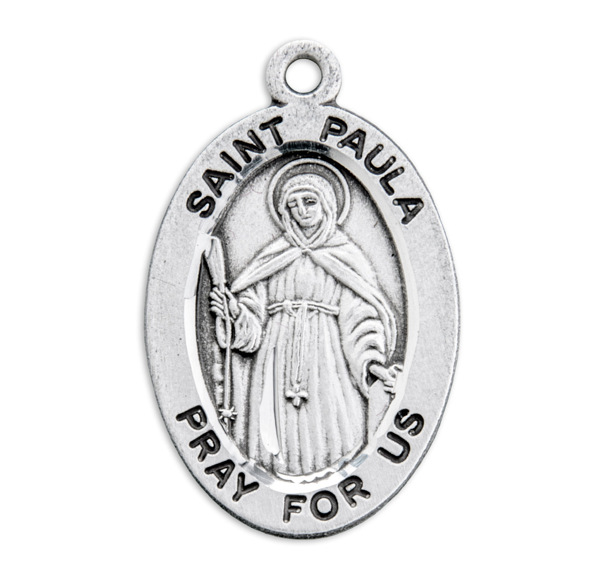 Patron Saint Paula Oval Sterling Silver Medal Pendant with Chain | .925 Silver