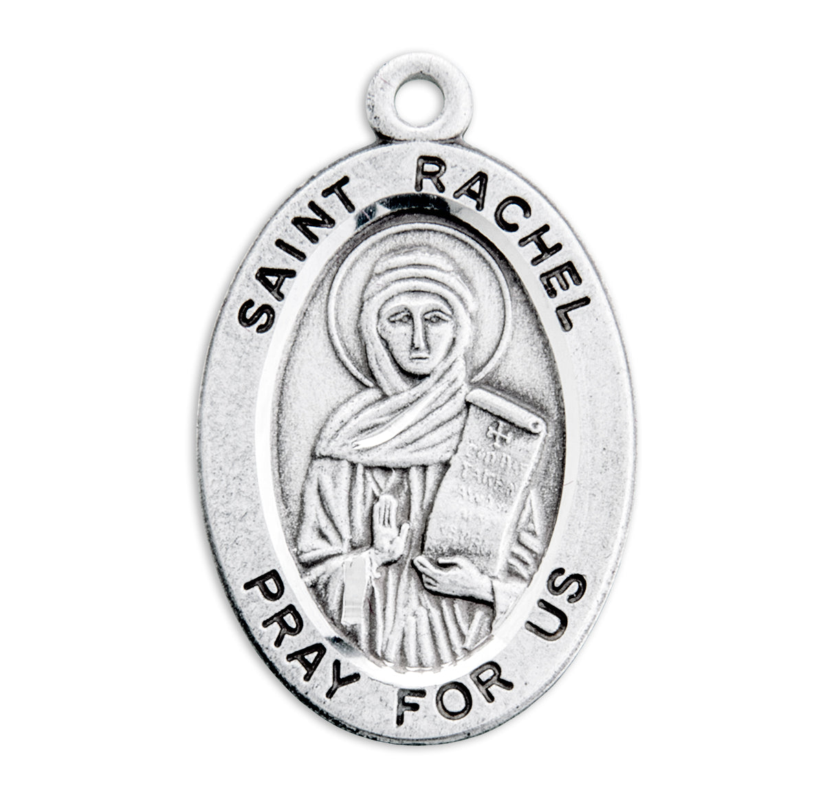 Patron Saint Rachel Oval Sterling Silver Medal Pendant with Chain | .925 Silver