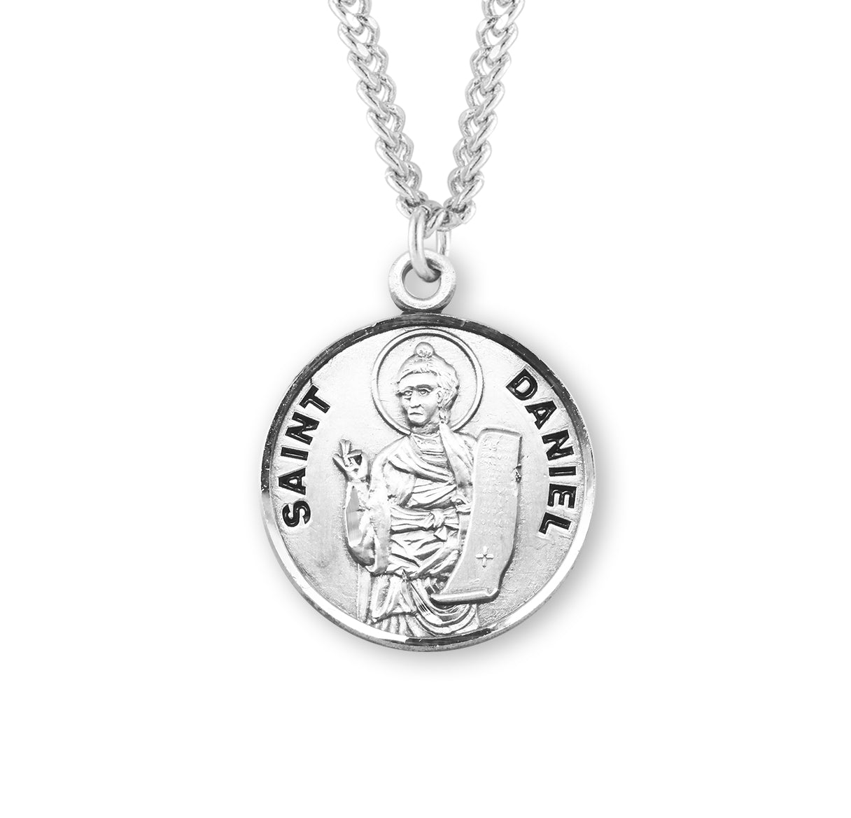 Patron Saint Daniel Round Sterling Silver Medal Pendant with Chain | .925 Silver