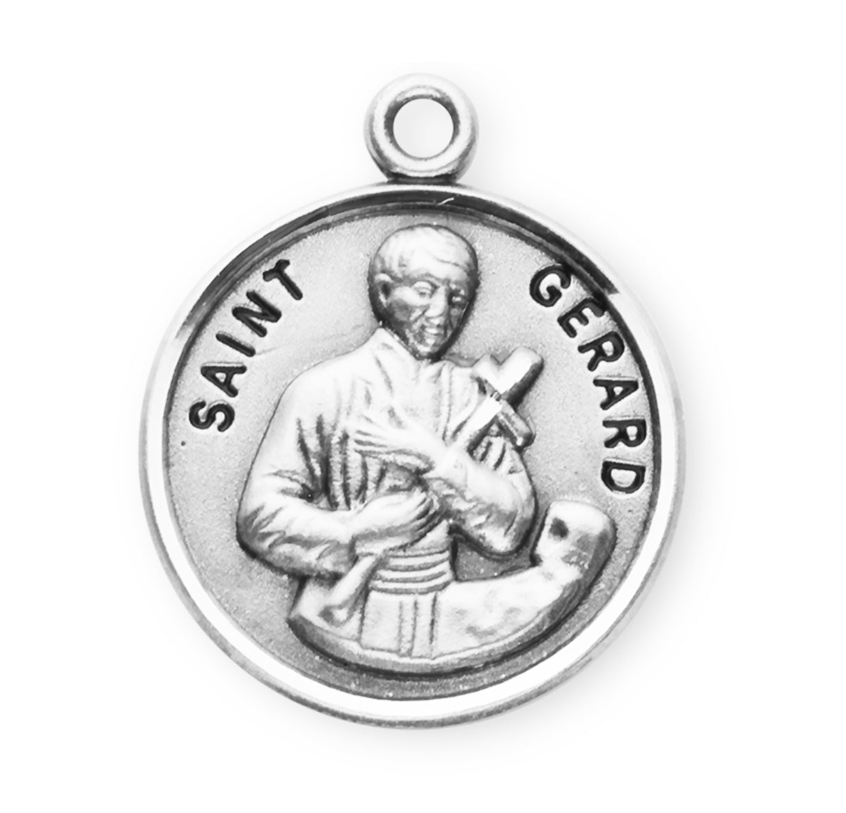Patron Saint Gerard Round Sterling Silver Medal Pendant with Chain | .925 Silver