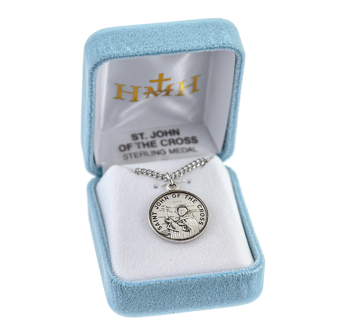 Patron Saint John of the Cross Round Sterling Silver Medal Pendant with Chain | .925 Silver