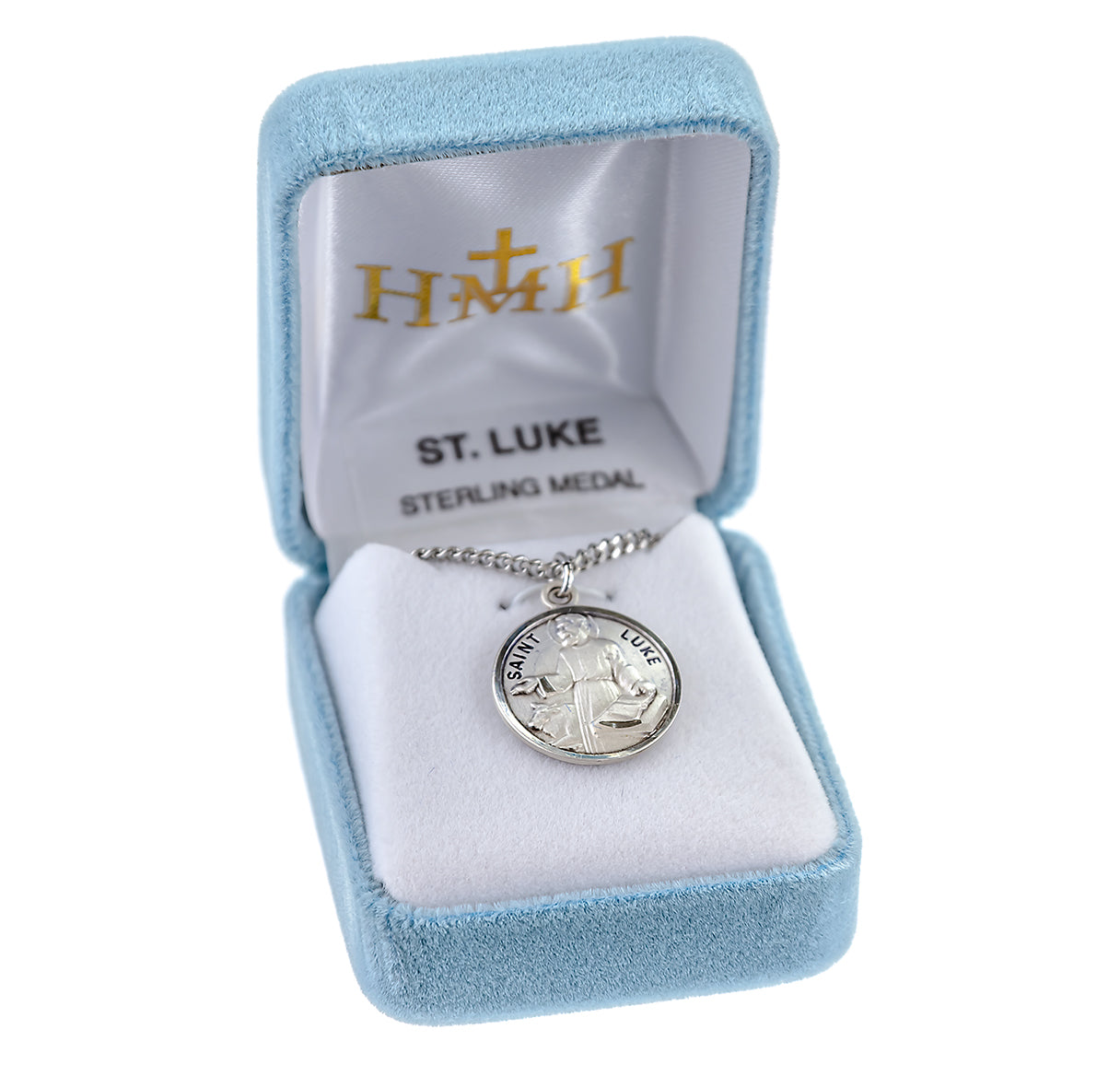 Patron Saint Luke Round Sterling Silver Medal Pendant with Chain | .925 Silver