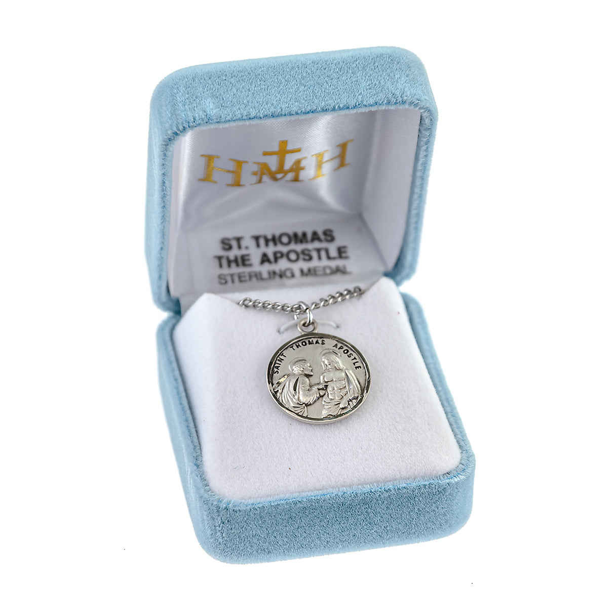 Patron Saint Thomas the Apostle Round Sterling Silver Medal Pendant with Chain | .925 Silver