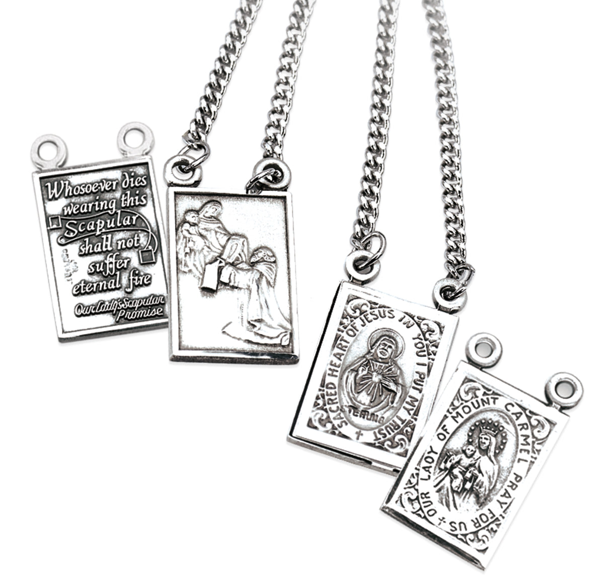 Sterling Silver Two Piece Scapular Medals Necklace | .925 Silver