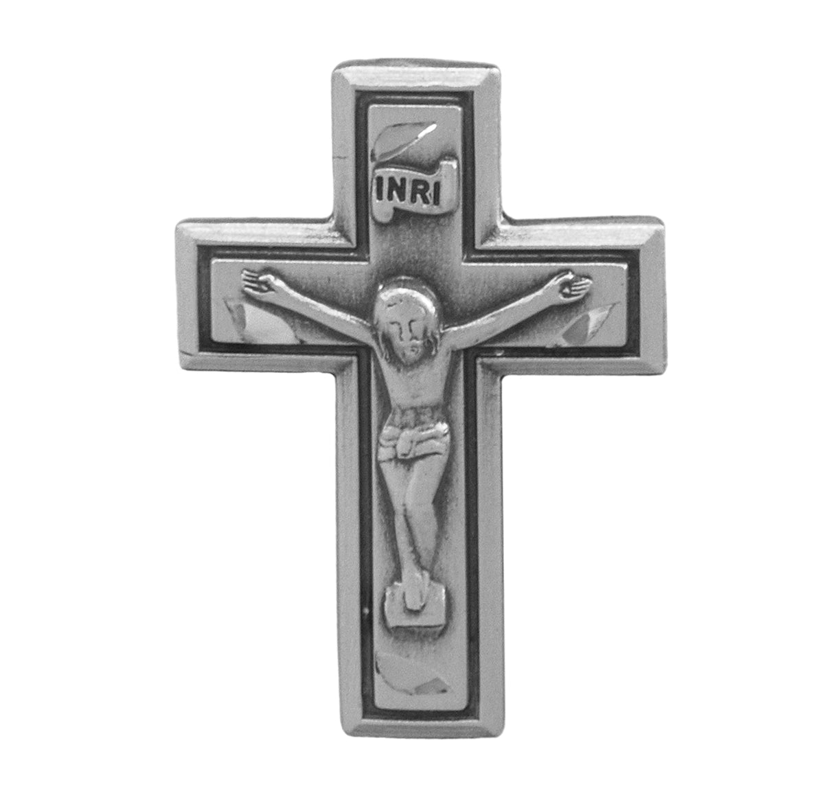Sterling Silver Wide Crucifix Lapel Pin Necklace | .925 Silver