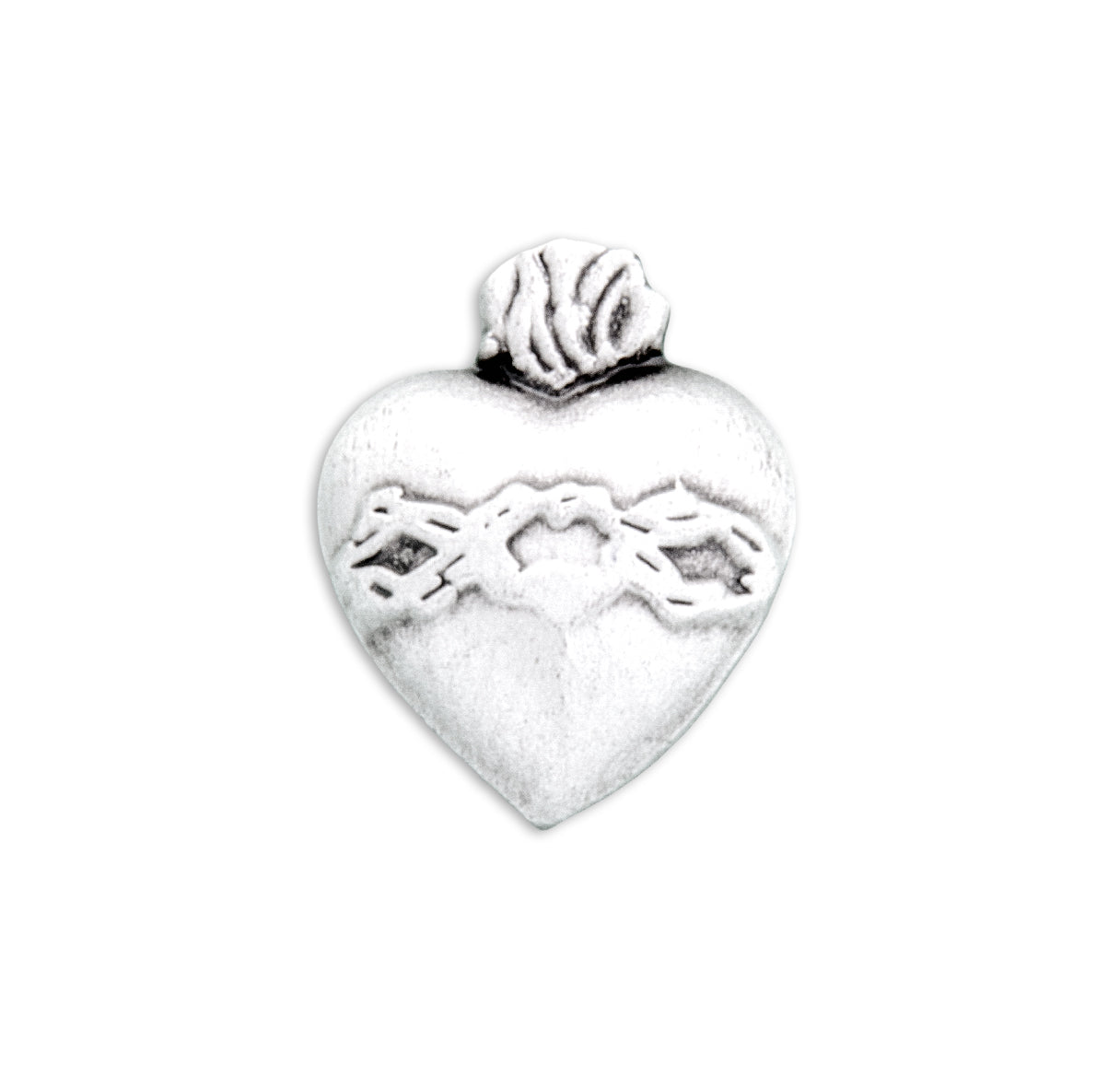 Sterling Silver Sacred Heart Lapel Pin Necklace | .925 Silver