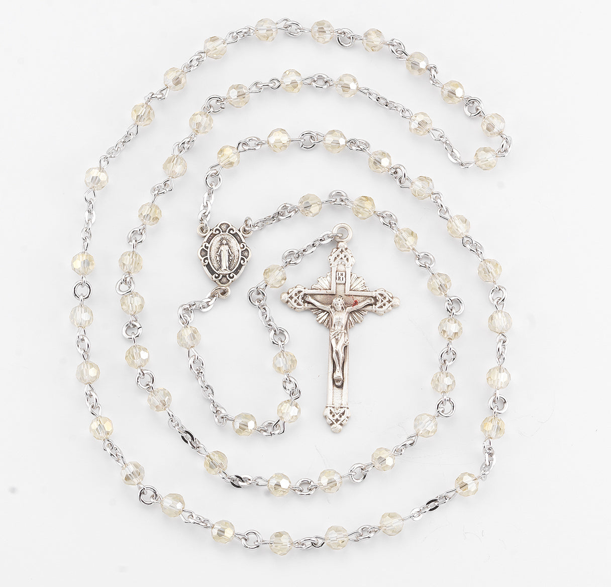 Round Silk Bead Rosary Sterling Crucifix and Centerpiece | .925 Silver