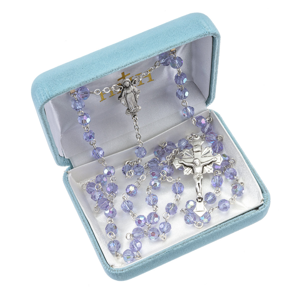 6mm Violet Finest Austrian Crystal Beads Necklace | Catholic Jewelry