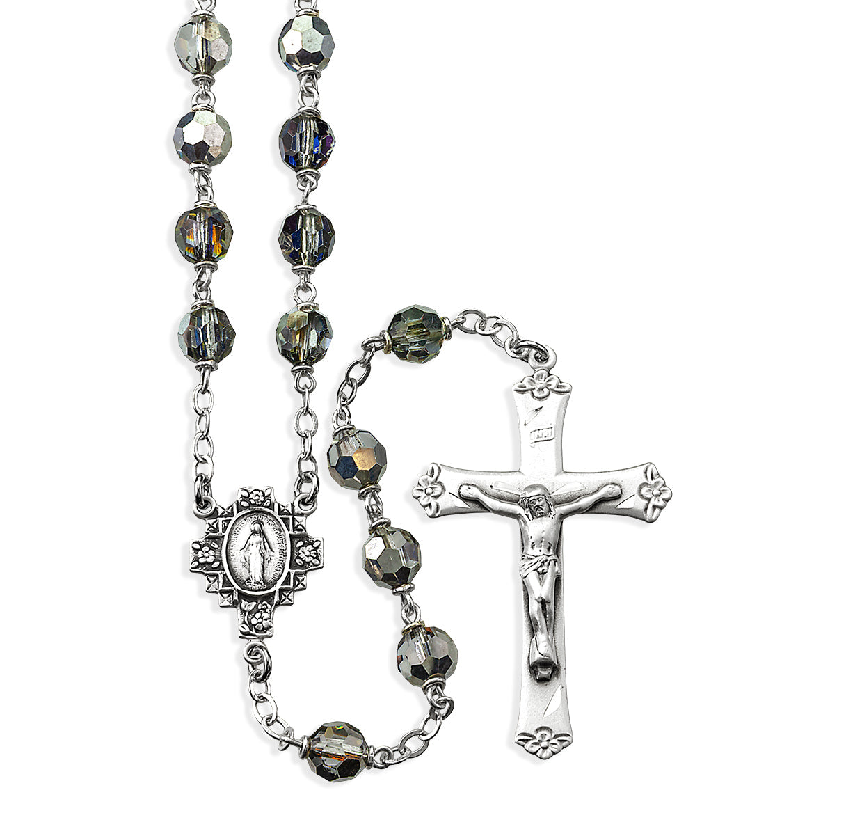 7mm Vitriol Crystal Czech Aurora Beads | Catholic Rosary Beads