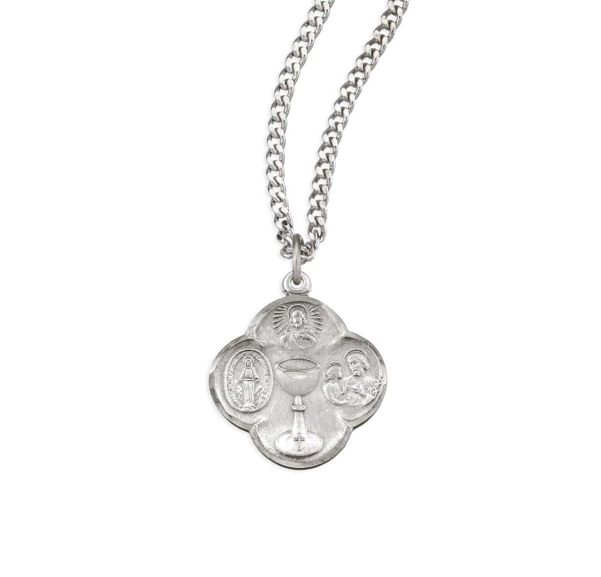 Sterling Silver Four Way First Communion Cross Medal