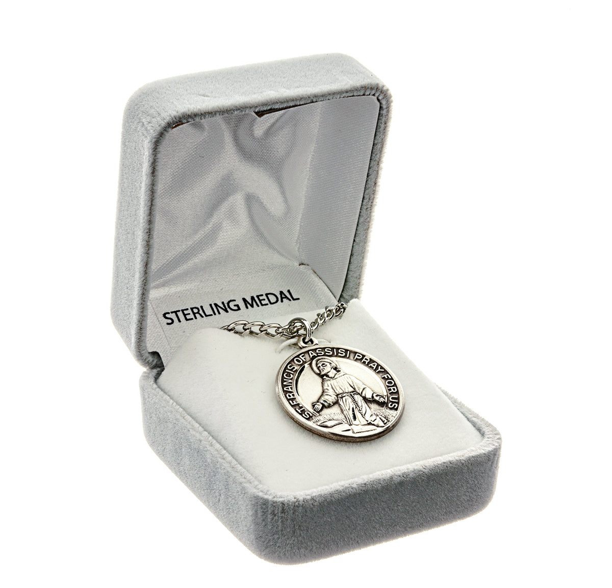 Sterling Silver Saint Francis of Assisi Medal Round