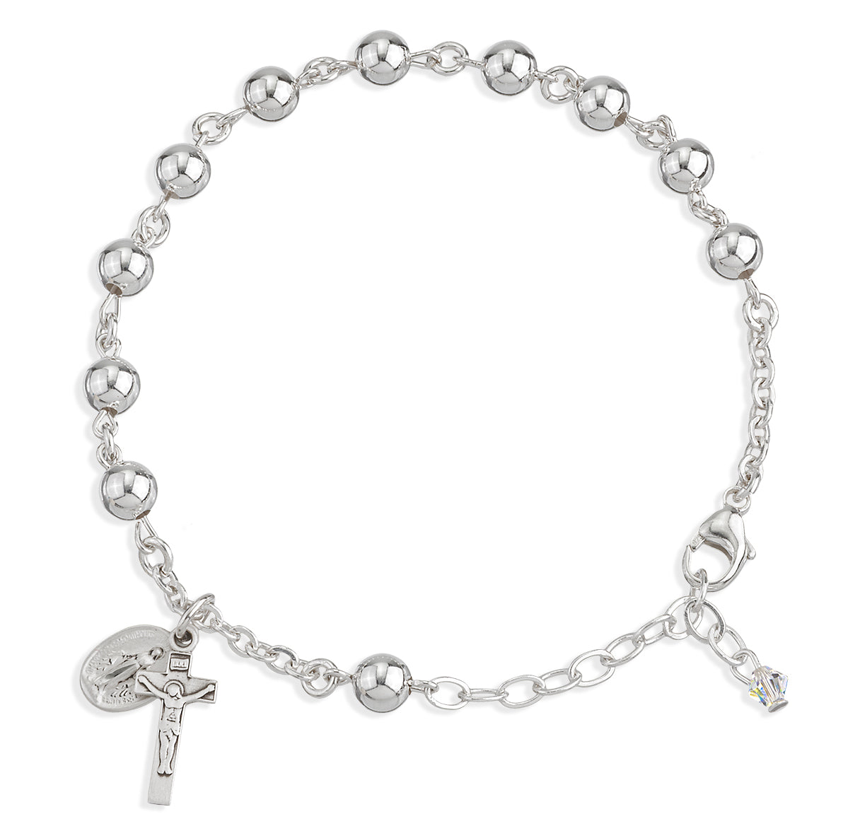 High Polished Round Sterling Silver Rosary Bracelet | .925 Silver