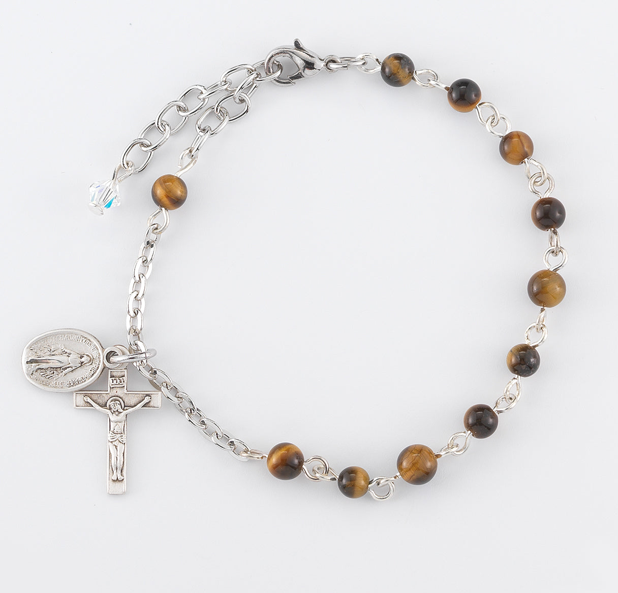Genuine Tiger Eye Round Rosary Bracelet | Catholic Rosary