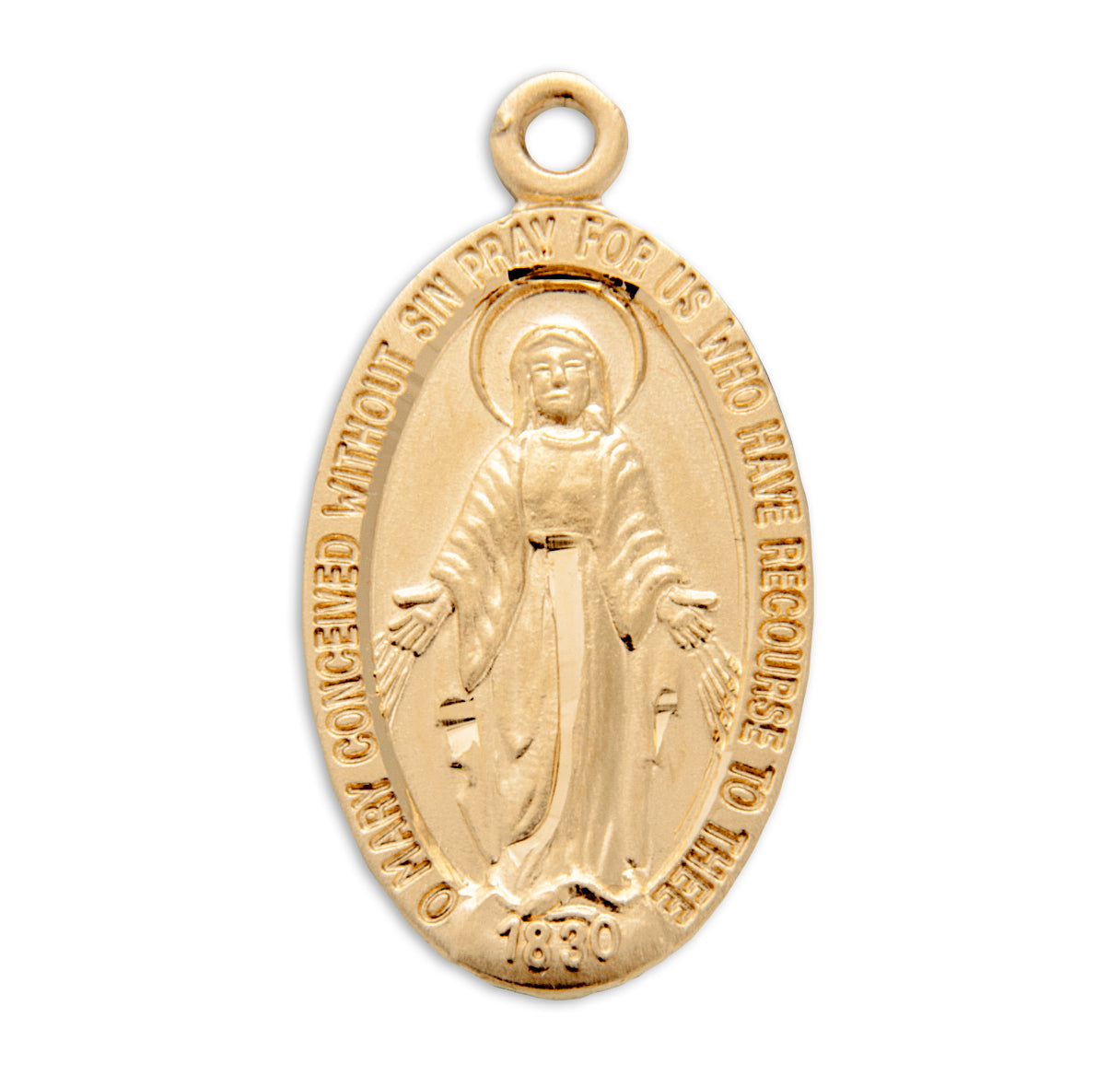 Gold Over Sterling Silver Oval Miraculous Medal