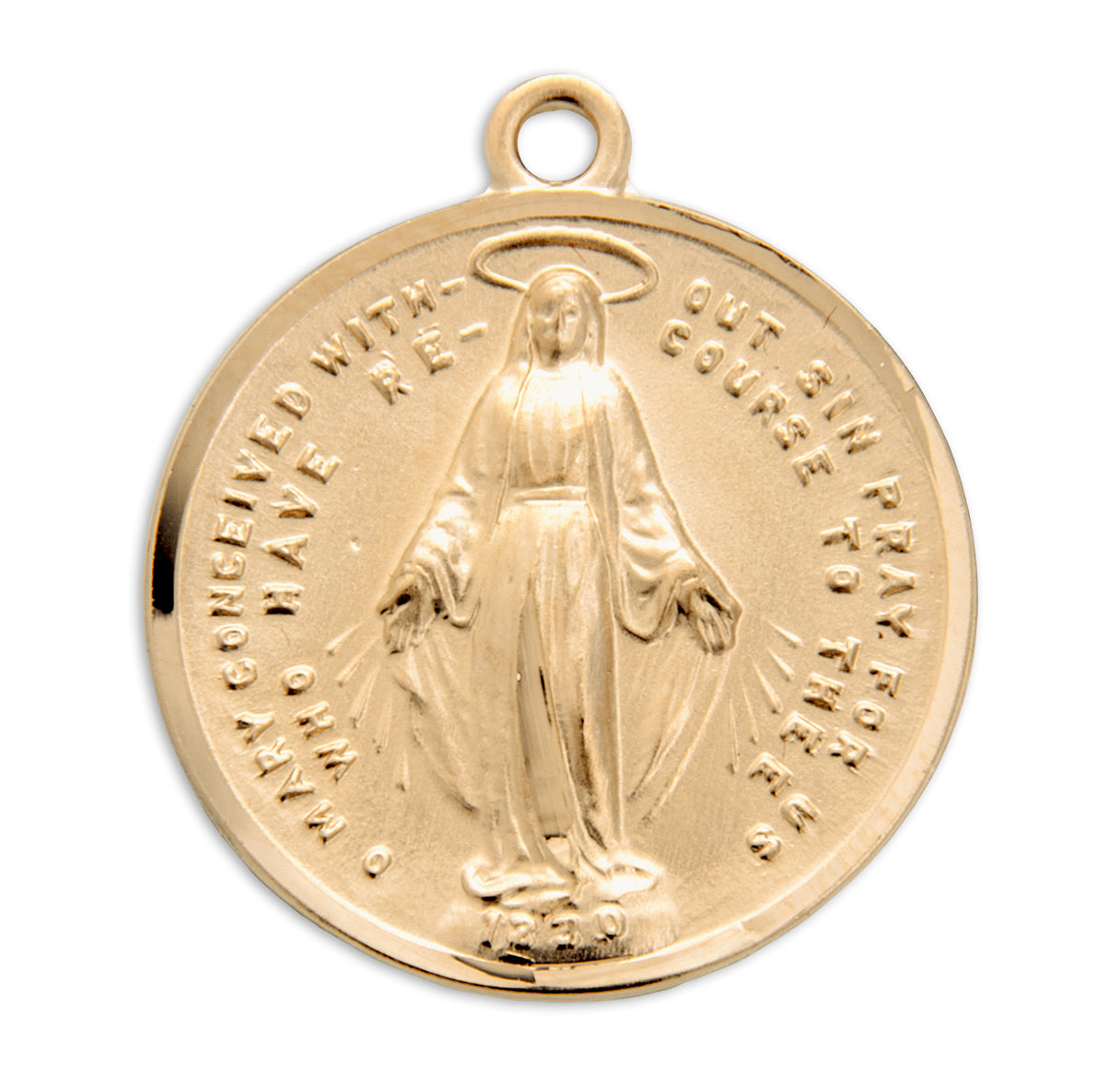 Gold Over Sterling Silver Round Miraculous Medal