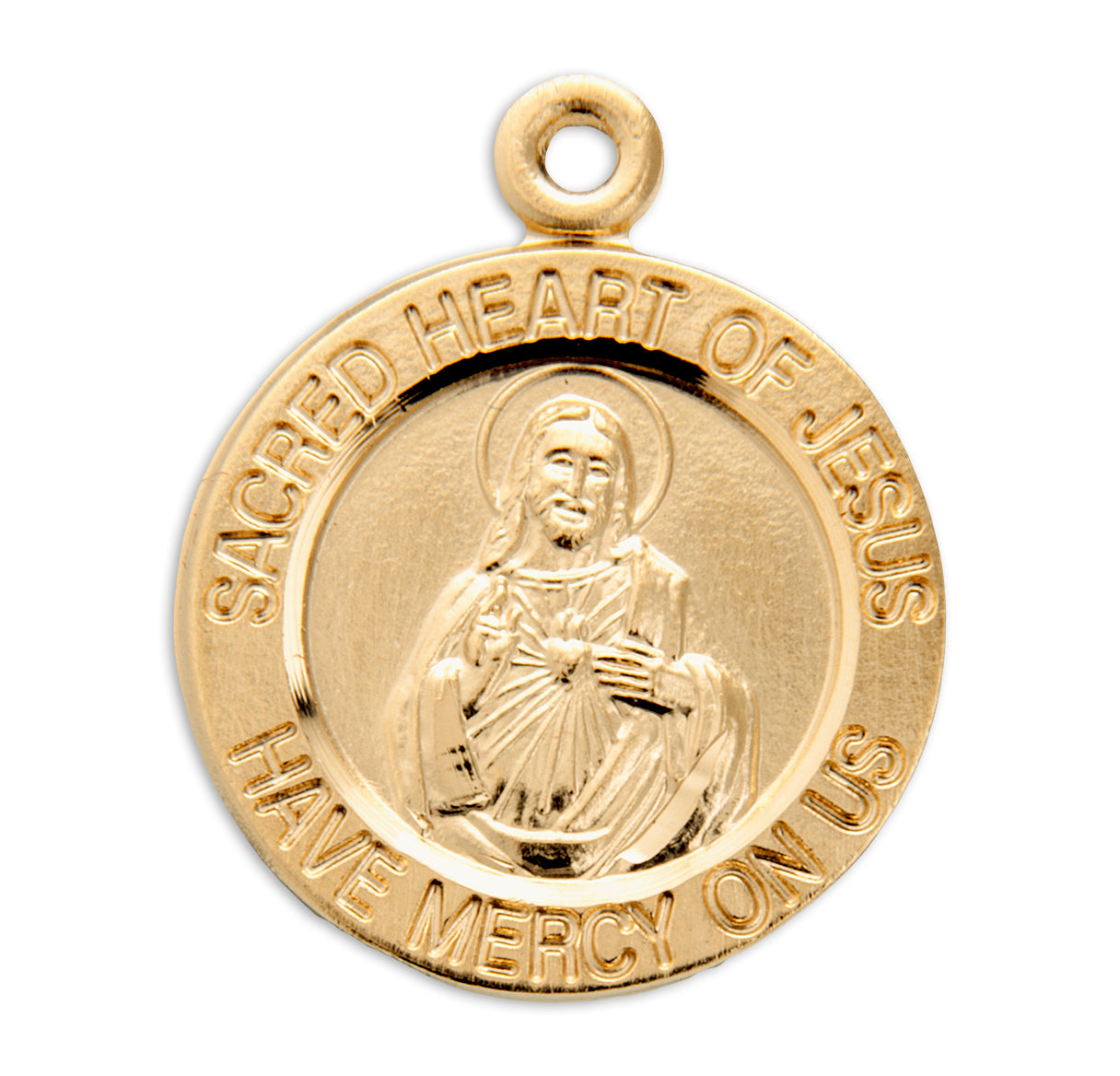 Sacred Heart of Jesus Double Sided Round Gold Over Sterling Silver Scapular Medal