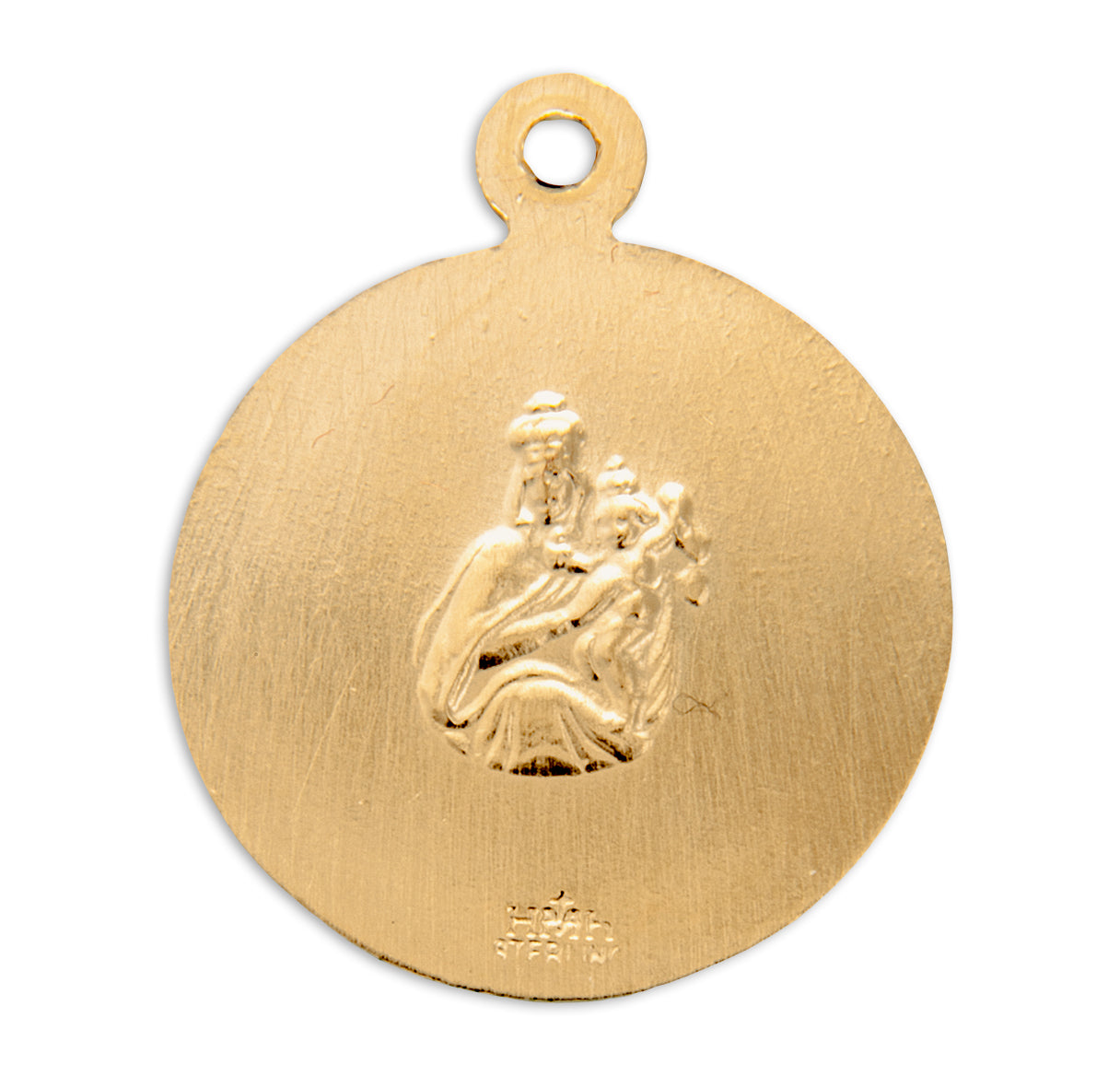 Sacred Heart of Jesus Double Sided Round Gold Over Sterling Silver Scapular Medal