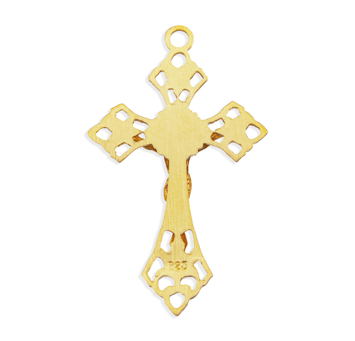 Gold Over Sterling Silver Pierced Crucifix with Angle Tips
