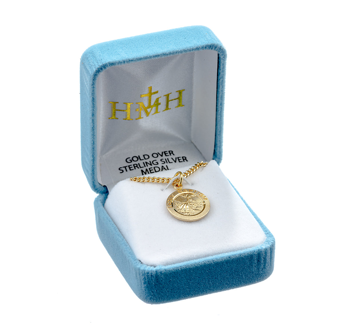 Gold Over Sterling Silver Round Shape Holy Baptism Medal