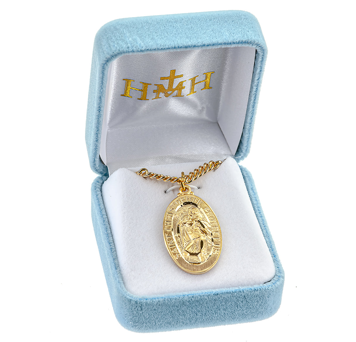 Saint Christopher Oval Gold Over Sterling Silver Medal