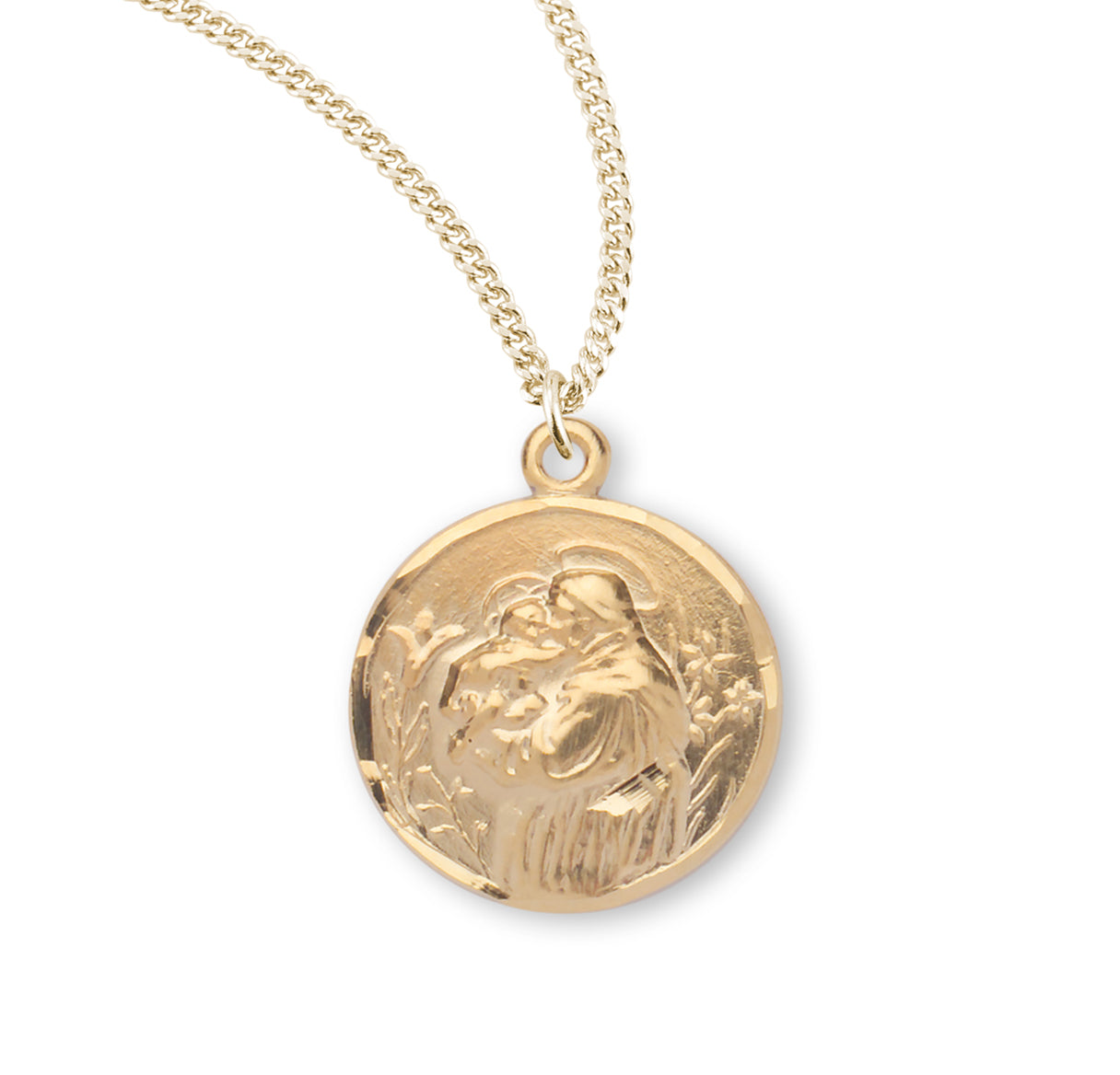 Saint Anthony Round Gold Over Sterling Silver Medal