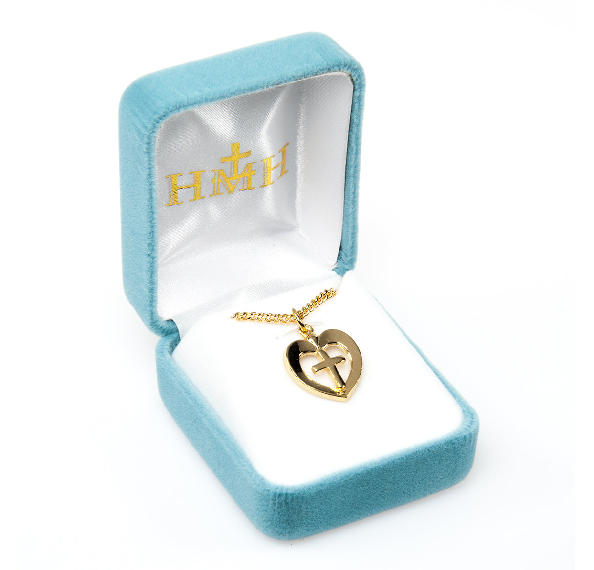 Gold Over Sterling Silver Heart with Cross