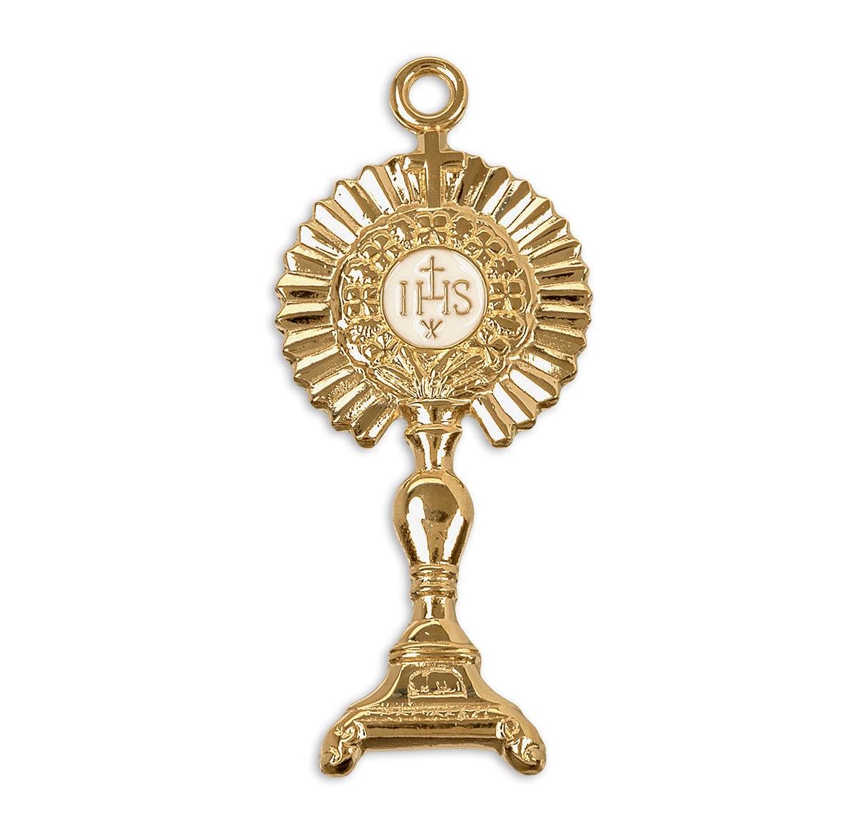 Gold Over Sterling Silver Monstrance Pendant | 16kt Gold Plated .925 Silver