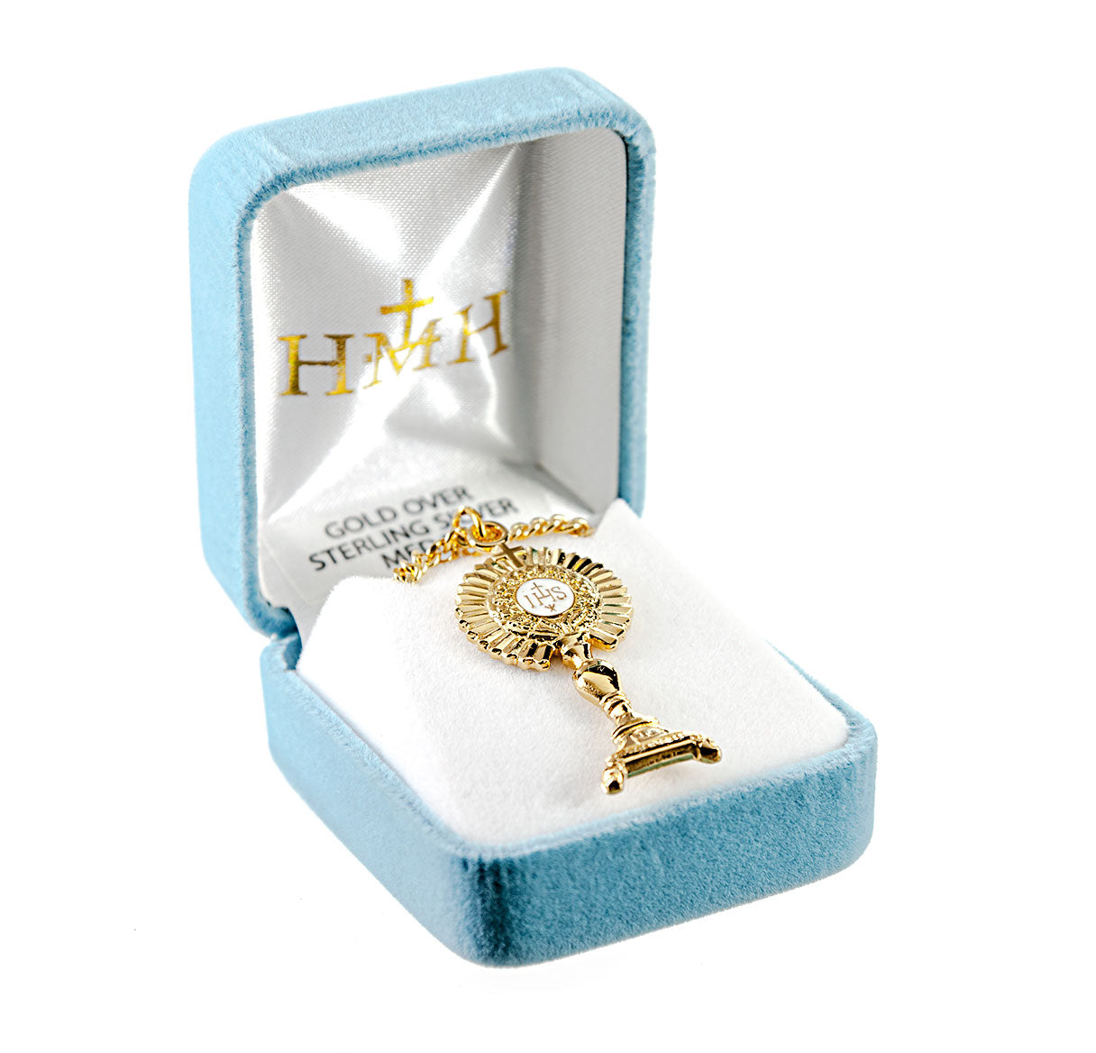 Gold Over Sterling Silver Monstrance Pendant | 16kt Gold Plated .925 Silver