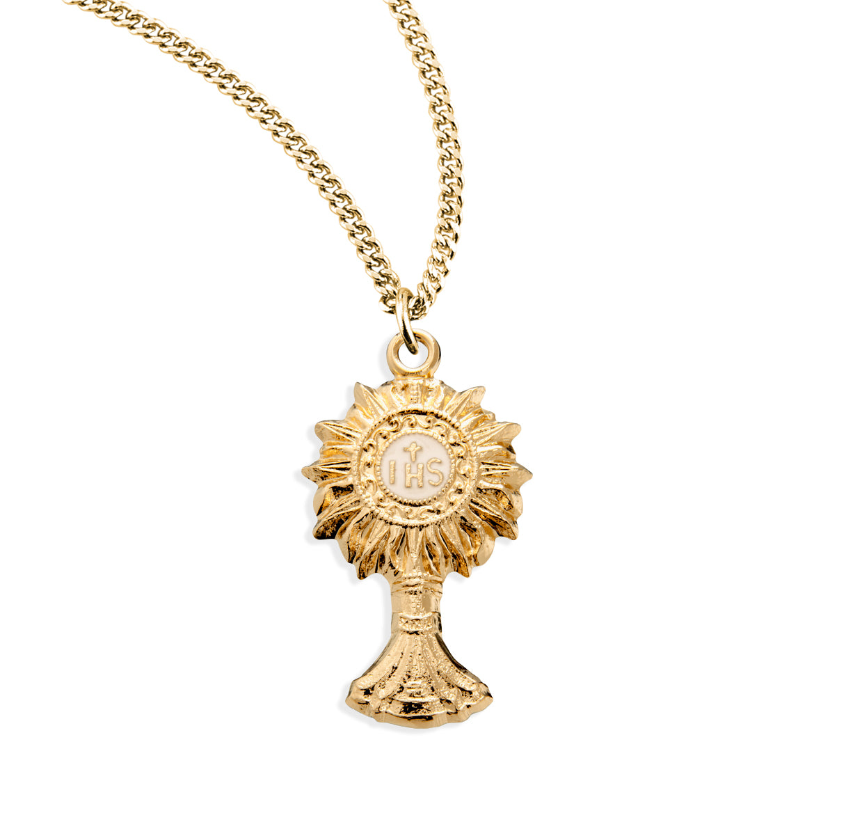 Gold Over Sterling Silver Monstrance Pendant | 16kt Gold Plated .925 Silver