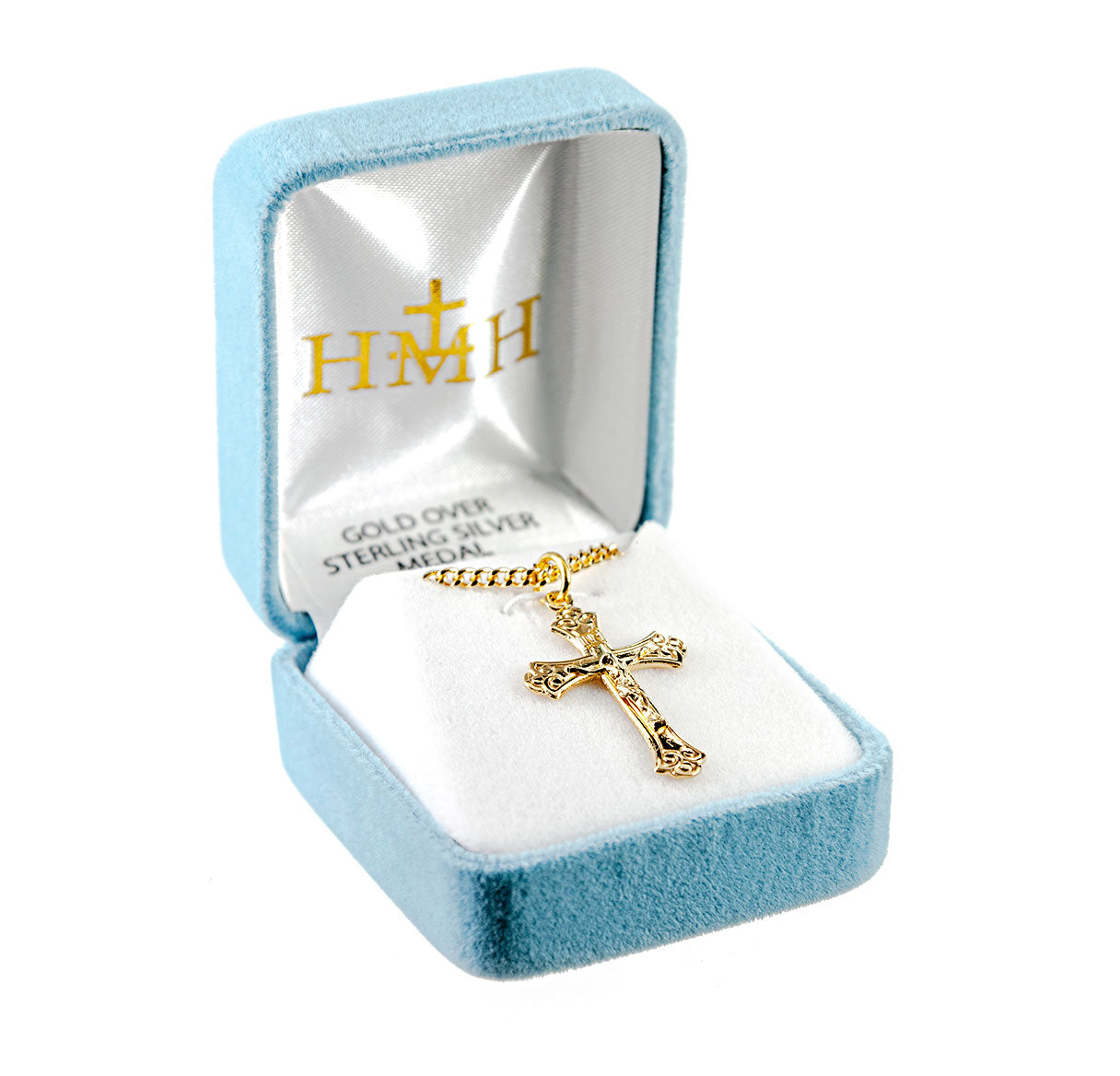 Swirled Gold Over Sterling Silver Crucifix