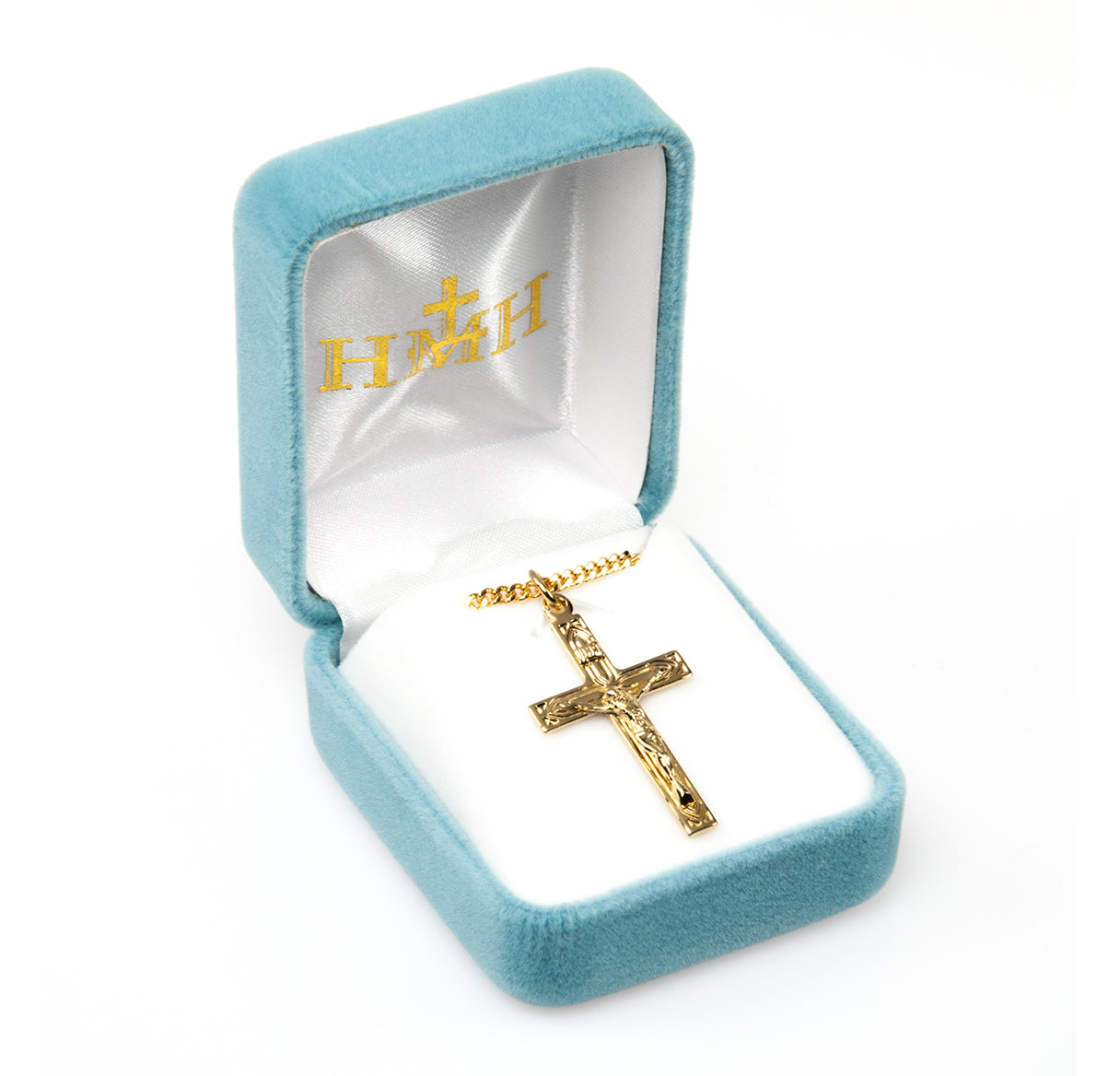 Art Deco Style Gold Over Sterling Silver High Polished Crucifix