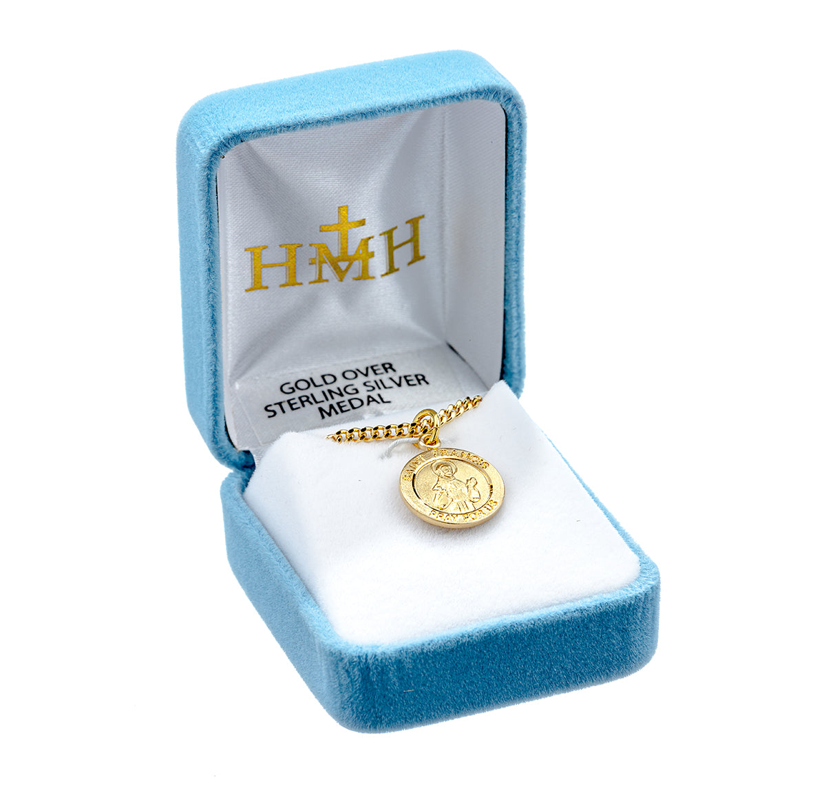 Patron Saint Francis of Assisi Round Gold Over Sterling Silver Medal