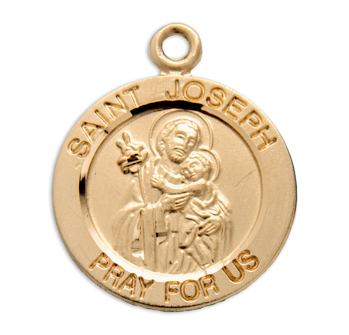 Patron Saint Joseph Round Gold Over Sterling Silver Medal