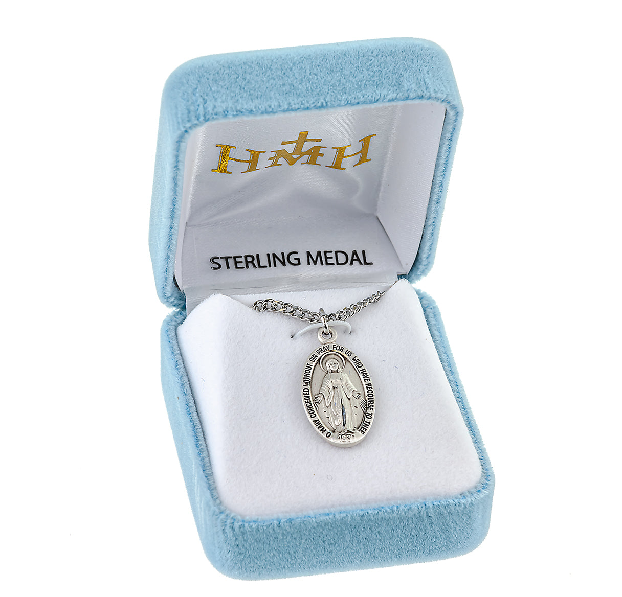 Sterling Silver Sterling Silver Miraculous Medal Pendant with Chain